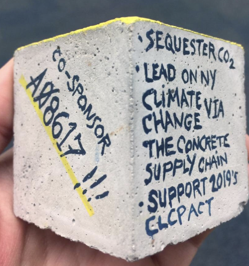 Concrete block with words 