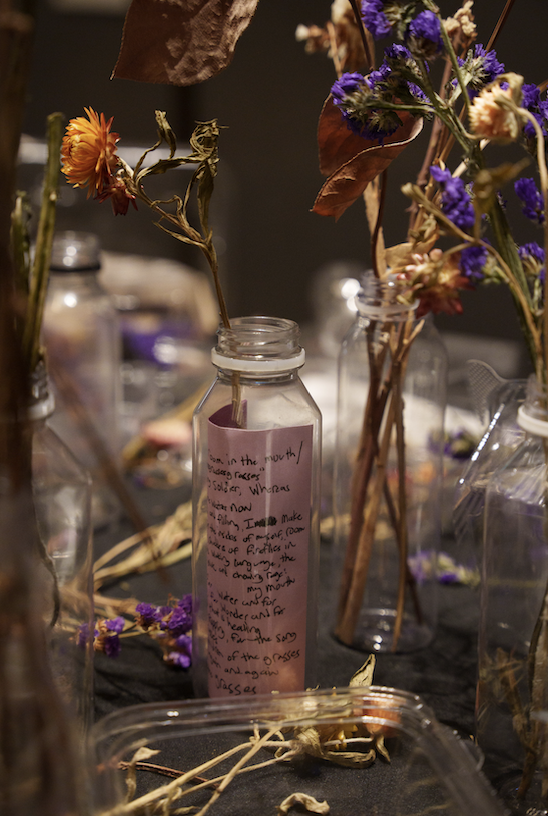 Dried flowers on a table, arrangement