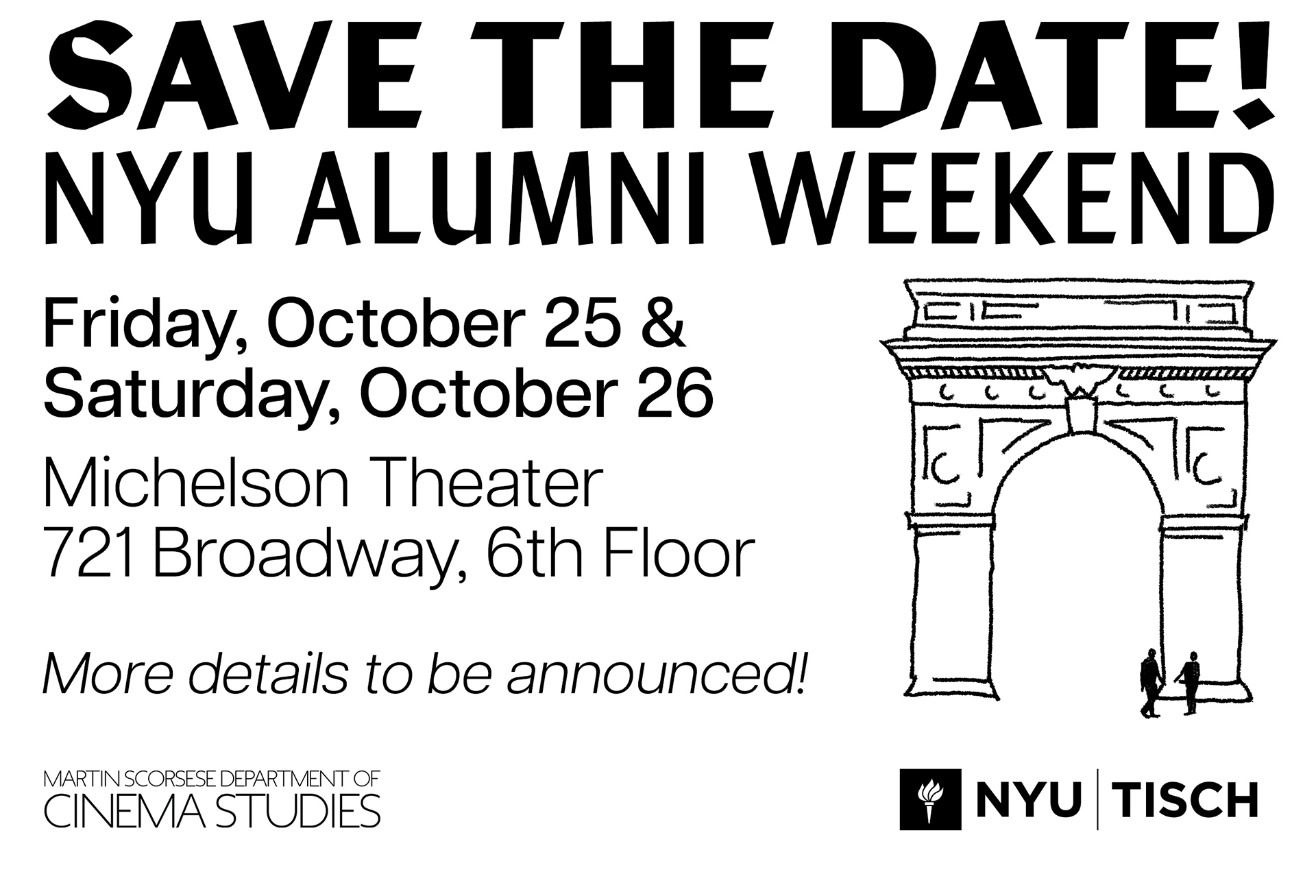 SAVE THE DATE: NYU Alumni weekend