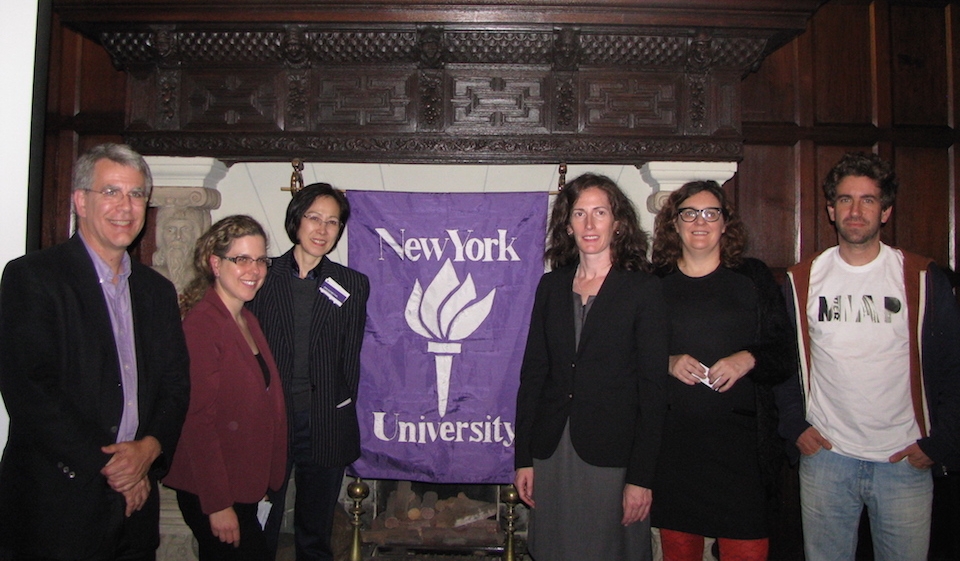 MIAP Director Dan Streible and MIAP Assistant Director Alicia Kubes with US Embassy Cultural Programs Officer Christine Meyer, NYU BA Director Anna Kazumi Stahl, Museo del Cine Director Paula Félix-Didier, and Andrés Levinson