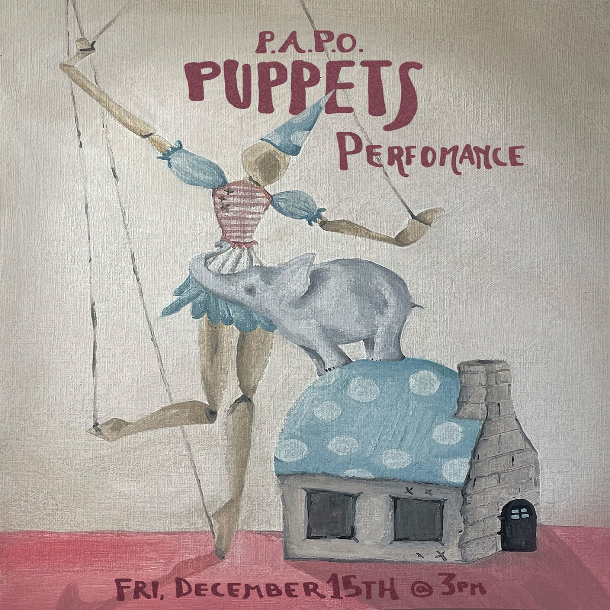 Puppet and elephant illustration with the words PAPO Puppets Performance