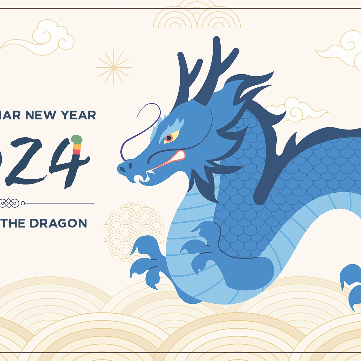 Image of a blue dragon with the words 