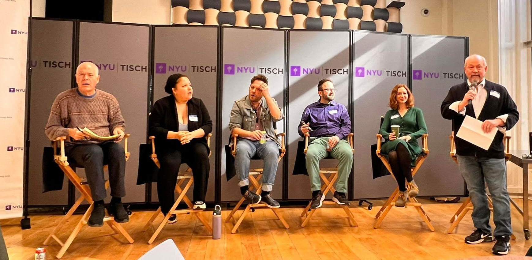 "The Bacchae" panel (left to right): Kevin Kuhlke, LaRaisha DiEvelyn Dionne, Theo Stockman, Zach Tinkeman, Nora Fiffer, and moderator, Chris Jaehnig