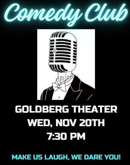 Comedy Club Flyer Man with a microphone head