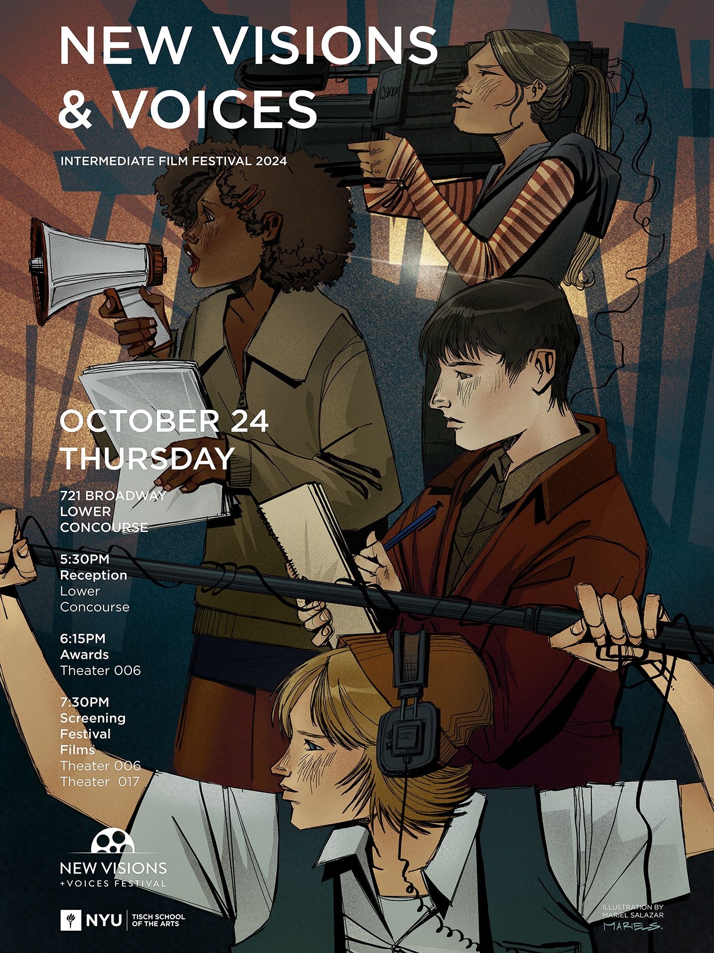 New Visions + Voices: 2024 Poster, artwork by Mariel Salazar