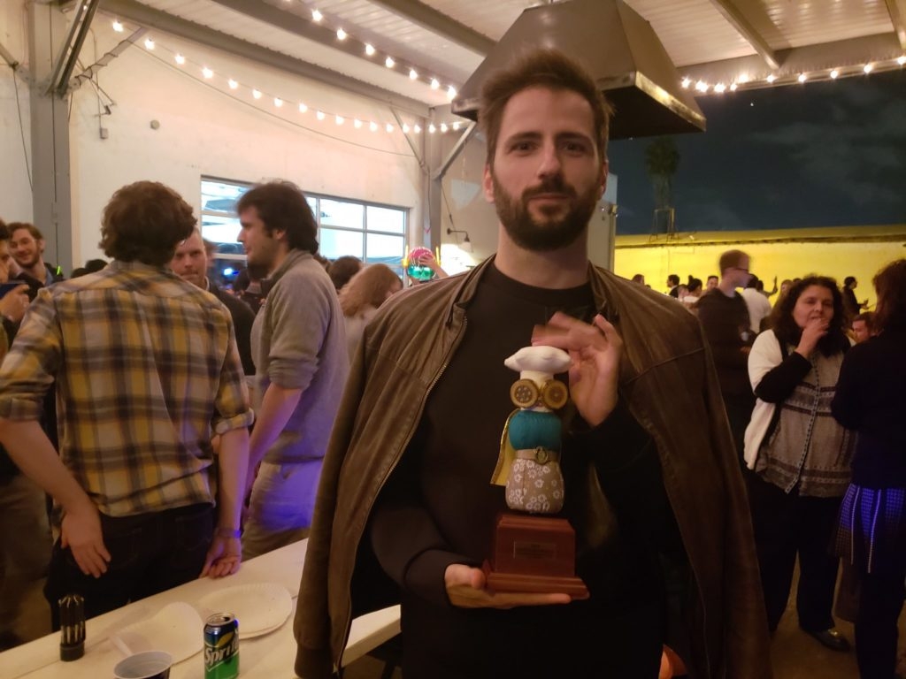 Pietro Righi Riva with his IndieCade Award