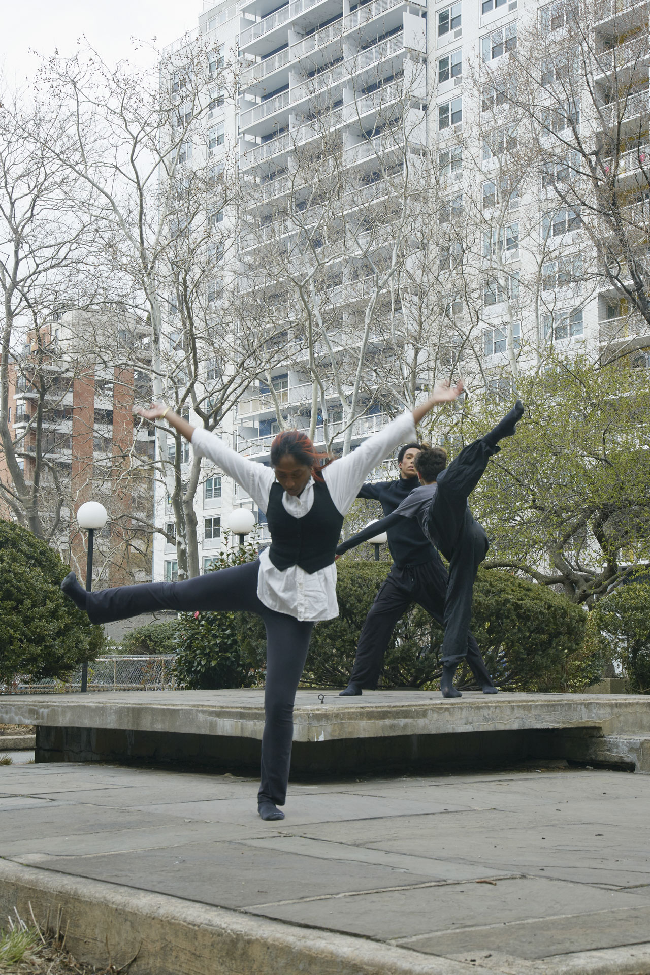 Tisch Dance students performing outdoors