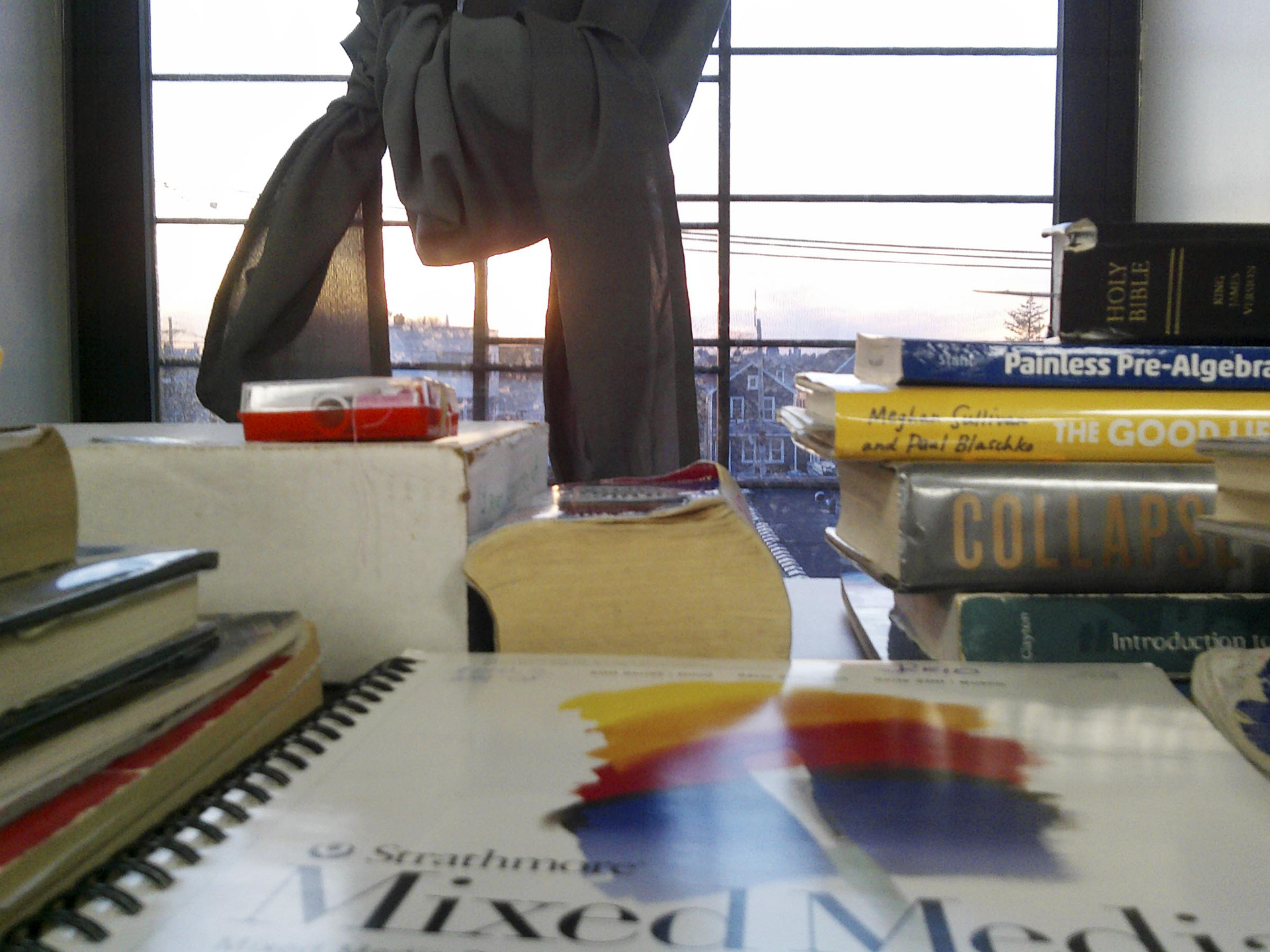 interior shot with book stacks