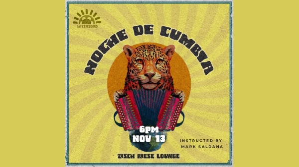 Noche de Cumbia poster with event information