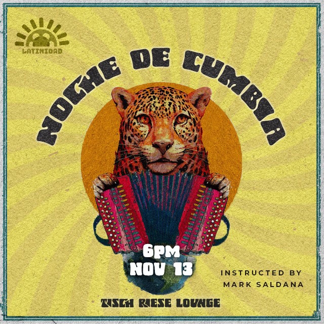 Noche de Cumbia poster with event information